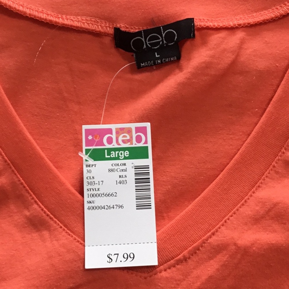 Women's Orange V-Neck Top - Picture 2 of 2